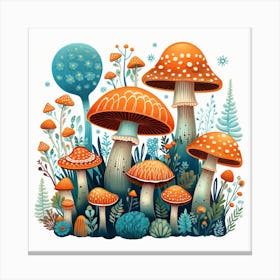 Mushrooms In The Forest 87 Canvas Print