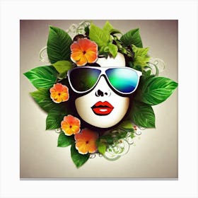 Portrait Of A Woman With Sunglasses 3 Canvas Print