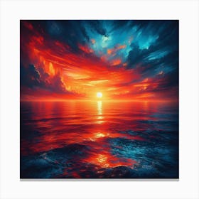 Sunset Over The Ocean Canvas Print