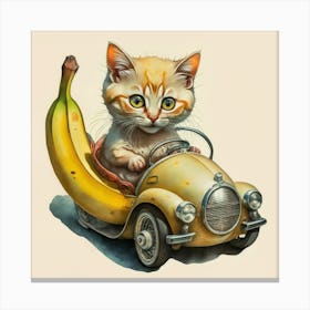 Cat In A Car 2 Canvas Print