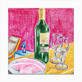 Ham And Wine Canvas Print