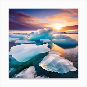 Icebergs At Sunset 54 Canvas Print