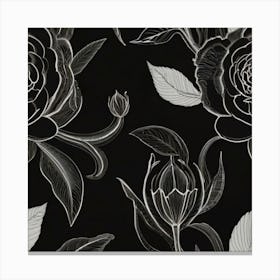 Black And White Roses Canvas Print