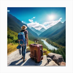 Woman On A Hike Canvas Print