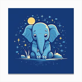 Elephant In The Moonlight Canvas Print