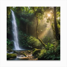 Waterfall In The Jungle 2 Canvas Print