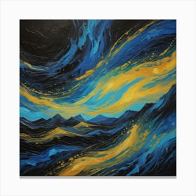 Blue And Yellow Night Sky Canvas Print