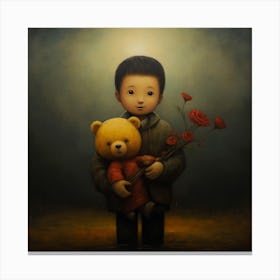 Boy With A Teddy Bear 1 Canvas Print