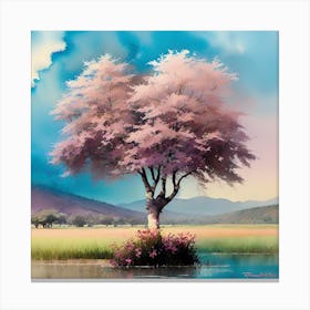 Tree By The Lake Canvas Print