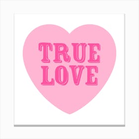 True Love Pink Heart Canvas Print