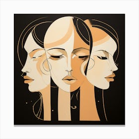 Abstract Faces, Clean Pencil Lines art, Nude Color Shades, Emotions of Life, vector art, Simple frames of fillings, good-looking image 1 2 Canvas Print