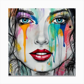 Girl With Colorful Eyes Canvas Print