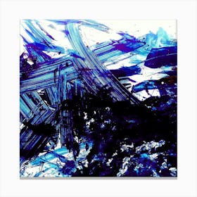 Abstract blue paint background. Hand painted abstract artwork. Modern painting Canvas Print