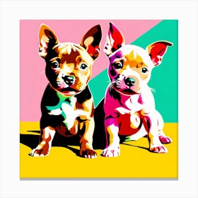 Staffordshire Bull Terrier Pups, This Contemporary art brings POP Art and Flat Vector Art Together, Colorful Art, Animal Art, Home Decor, Kids Room Decor, Puppy Bank - 143rd Canvas Print