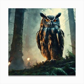 Owl In The Forest 40 Canvas Print