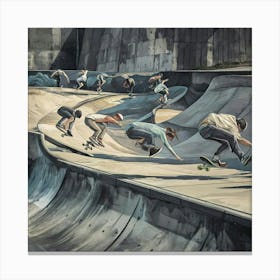 Skateboarders At The Skate Park Canvas Print