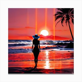 Sunset At The Beach 2 Canvas Print