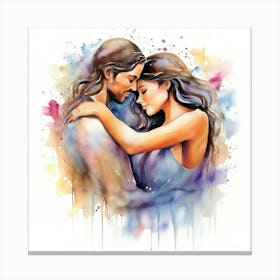 Man And Woman Hugging Canvas Print