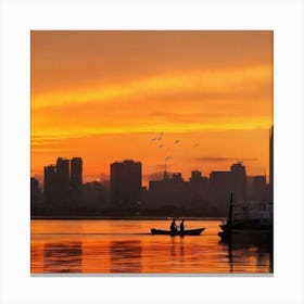 Sunset In Shanghai Canvas Print