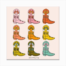 Rainbow Cowboy Boots Canvas Print