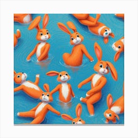 Rabbits In The Water 14 Canvas Print