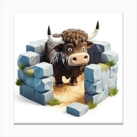 Bull In A Cave Canvas Print