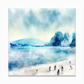 Penguins On The Ice, Antarctica 1 Canvas Print
