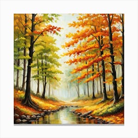 Forest In Autumn In Minimalist Style Square Composition 97 Canvas Print