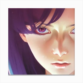 Anime Girl With Purple Eyes Hyper-Realistic Anime Portraits Canvas Print