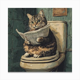 Cat Reading Newspaper 6 Canvas Print