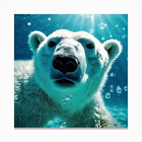 Under the Sea, Polar Bear Cub Swimming 2 Canvas Print