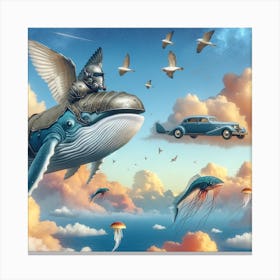 Arial Race with Whale Knight Canvas Print