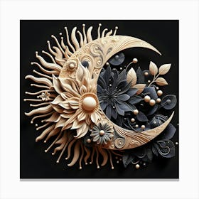 Moon With Flowers 2 Canvas Print