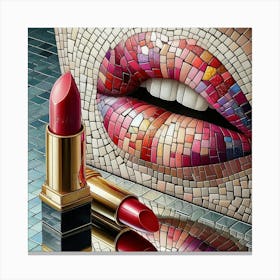 Lipstick On A Mosaic Wall Canvas Print