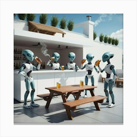 Aliens in a Terrace Drinking Canvas Print