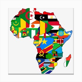 Love Africa With Flags Of African Countries In Africa Map Canvas Print