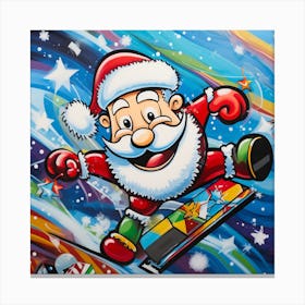 Santa Claus Snowboarding Canvas Print