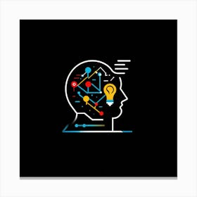 Abstract Vector Icon Illustrating A Human Head Bust With An Illuminating Light Bulb In The Forehead (6) Canvas Print