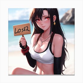 Tifa holding a "loser" sign Canvas Print