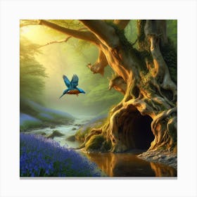 Kingfisher In The Forest Canvas Print