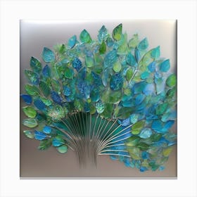 Fan of green-blue transparent leaves 9 Canvas Print