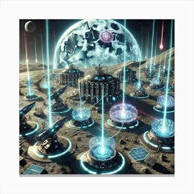 A Futuristic Science Fiction Depiction Of A Lunar Canvas Print