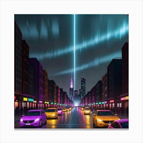 Rainlit Streets Reflections of the Night Canvas Print