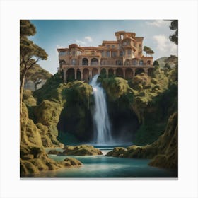 Surreal Waterfall Inspired By Dali And Escher 2 Canvas Print
