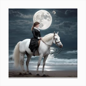 289061 Picture Of A Victorian Girl With Her White Horse U Xl 1024 V1 0 Canvas Print