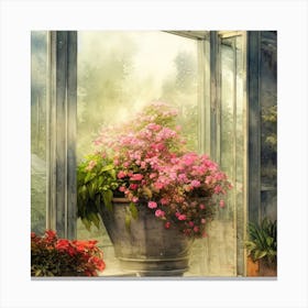 Watercolor Greenhouse Flowers 22 Canvas Print
