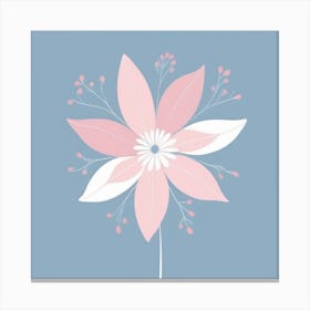 A White And Pink Flower In Minimalist Style Square Composition 351 Canvas Print