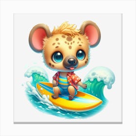 Hyena On Surfboard Canvas Print