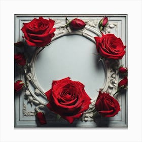 Frame With Red Roses Canvas Print