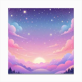 Sky With Twinkling Stars In Pastel Colors Square Composition 87 Canvas Print